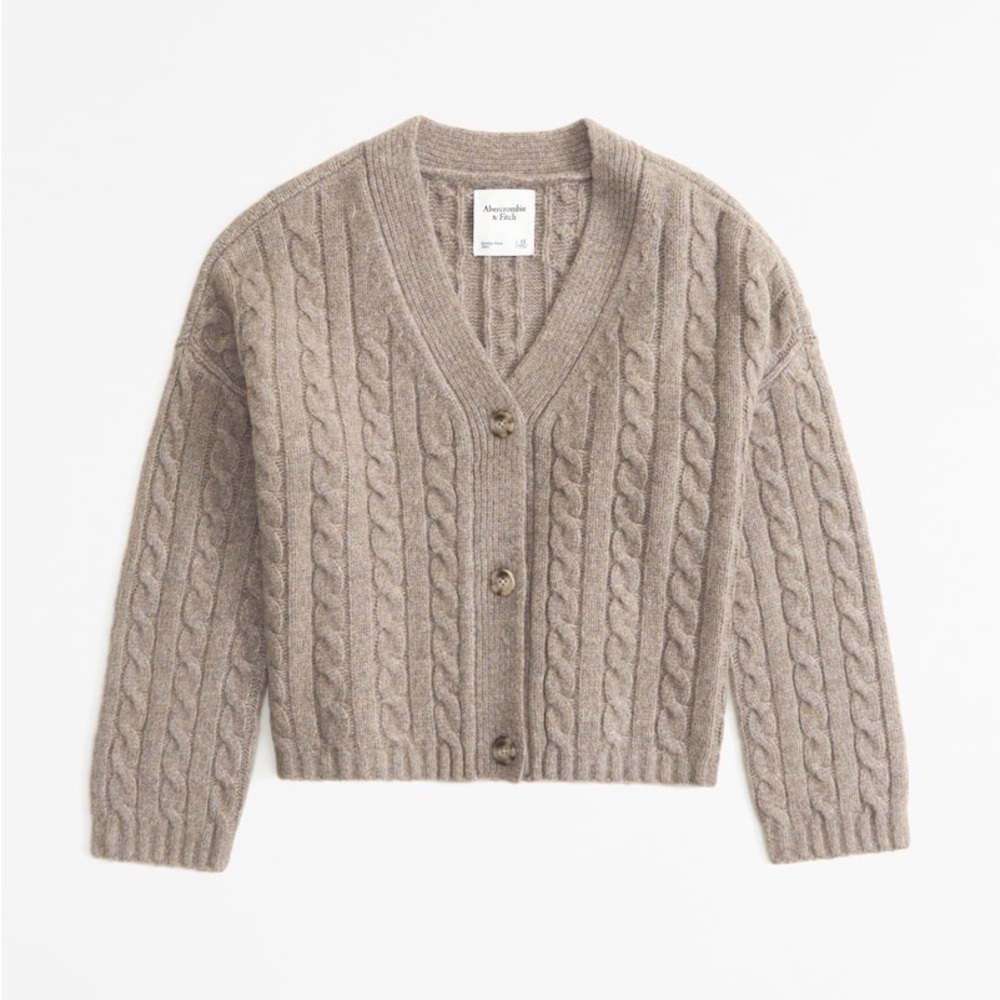Abercrombie & Fitch Taupe Cable Knit Cardigan